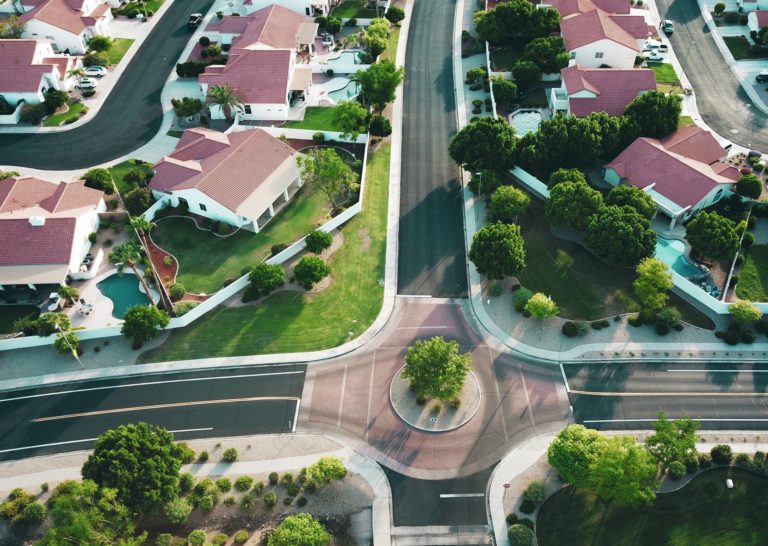 aerial view of a neighborhood