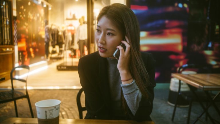 a woman talking on the phone