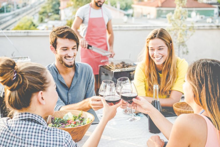 a group of people around a table