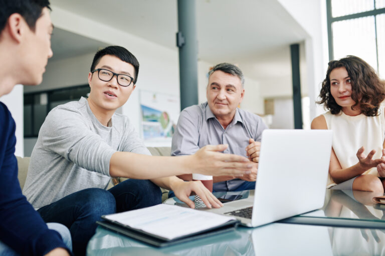 uncategorized, entrepreneur showing report to colleagues utc
