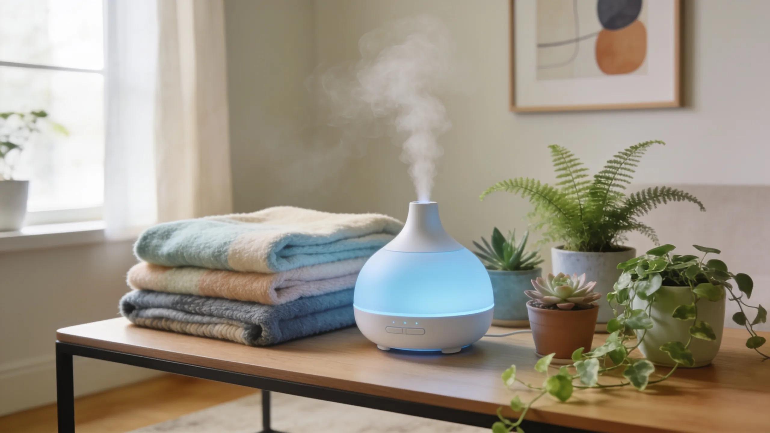 Calm home environment featuring relaxation gifts like aromatherapy and indoor plants