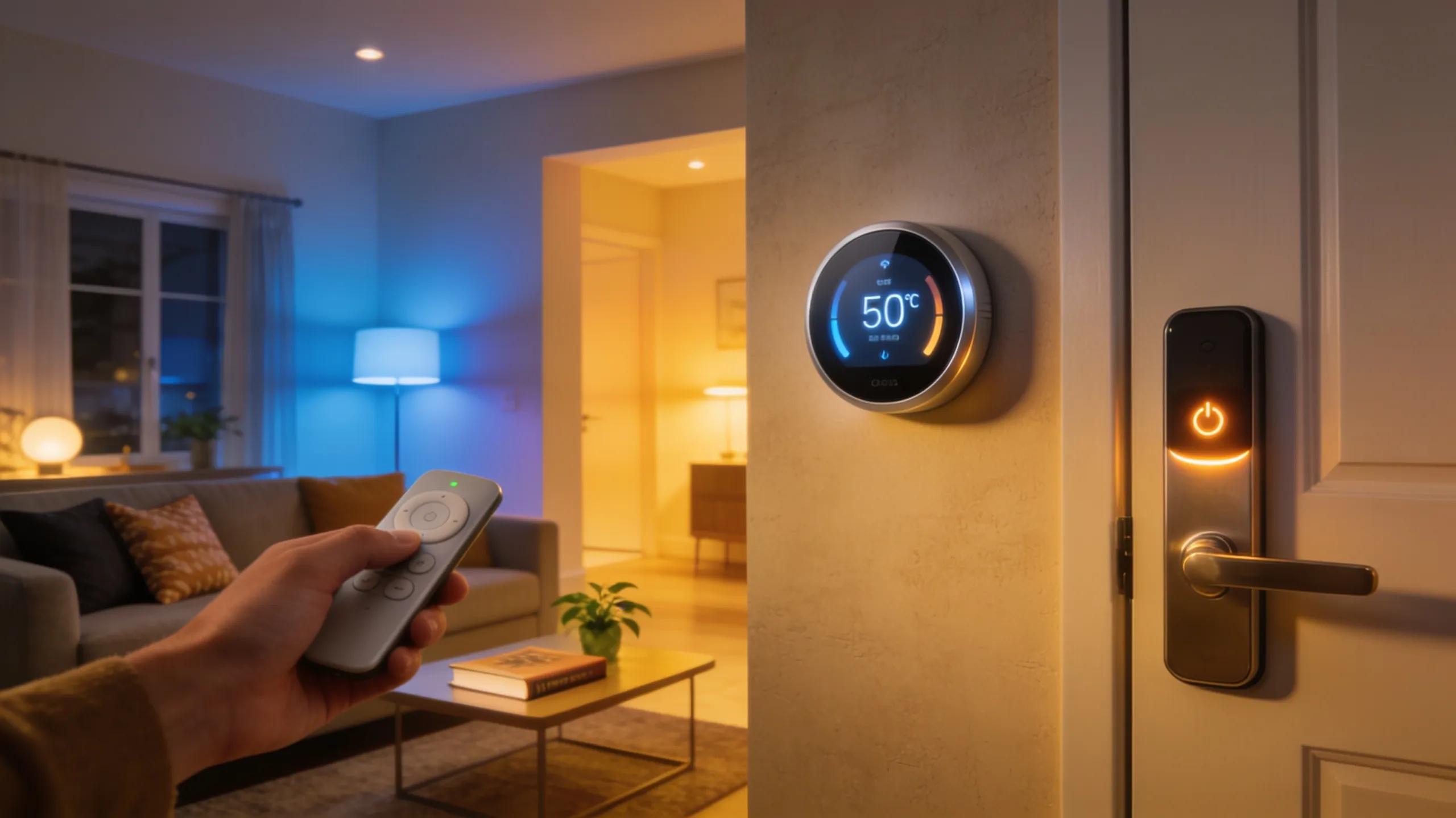 Modern home interior showcasing smart home gadgets in use