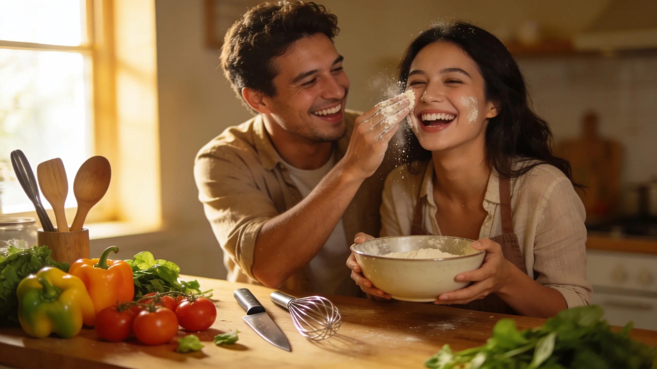Couple enjoying a cooking class experience, highlighting the joy of shared moments and experiential gifts